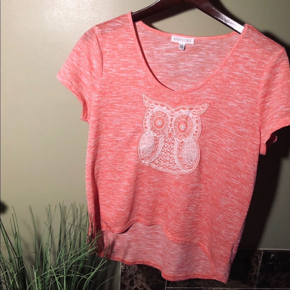 Aeropostale Pink Owl Short Sleeve Shirt